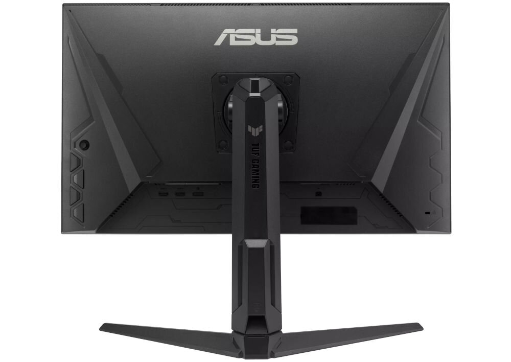 Monitor ASUS TUF Gaming VG27AQL5A 27 cali 2560 x 1440px IPS 210Hz 0.3 ms [GTG] prezentacja monitora od tyłu na białym tle VESA 100 mm łatwe stabilne przymocowanie oszczędność miejsca uchwyt biurkowy VESA zwiększa powierzchnię roboczą dopasowanie ustawienia ekranu organizacja pracy
