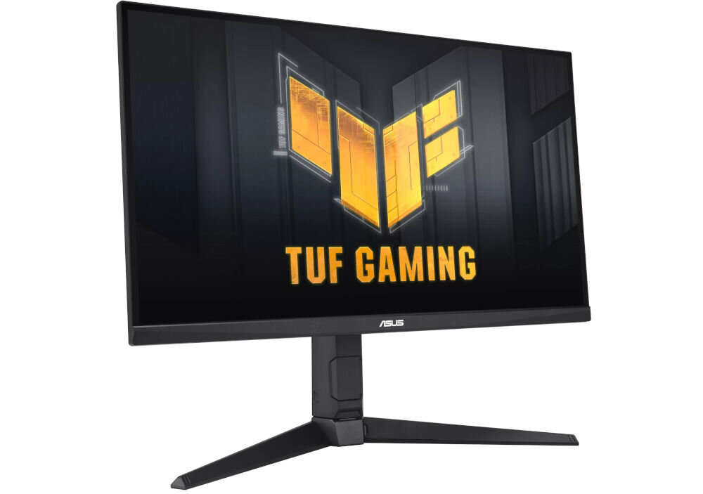 Monitor ASUS TUF Gaming VG27AQL5A 27 cali 2560 x 1440px IPS 210Hz 0.3 ms [GTG] prezentacja monitora na białym tle od przodu pod kątem elegancki design podstawa stabilność