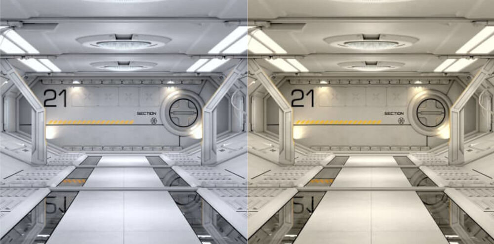 Monitor ASUS TUF Gaming VG249QM5A 23.8 cala 1920x1080px IPS 240Hz 0.3 ms [GTG] prezentacja działania filtra Low Blue Light i filtrów redukcja emisji światła niebieskiego komfort