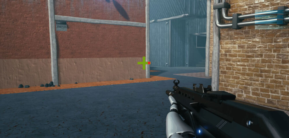 Monitor ASUS TUF Gaming VG249QM5A 23.8 cala 1920x1080px IPS 240Hz 0.3 ms [GTG] prezentacja działania funkcji dynamicznego celownika w grze automatyczne dobieranie koloru do tła śledzenie przeciwników