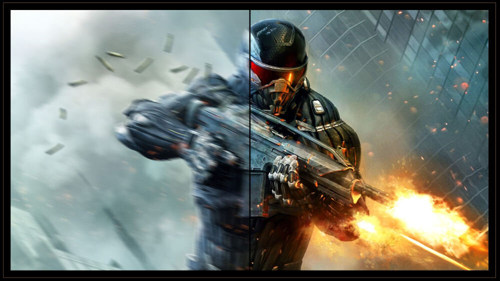 Monitor ASUS TUF Gaming VG249QM5A 23.8 cala 1920x1080px IPS 240Hz 0.3 ms [GTG] porównanie częstotliwości odświeżania 240 Hz i mniejszej na ekranie postać strzelająca odświeżanie pozbycie się opóźnień i efektów rozmycia przewaga