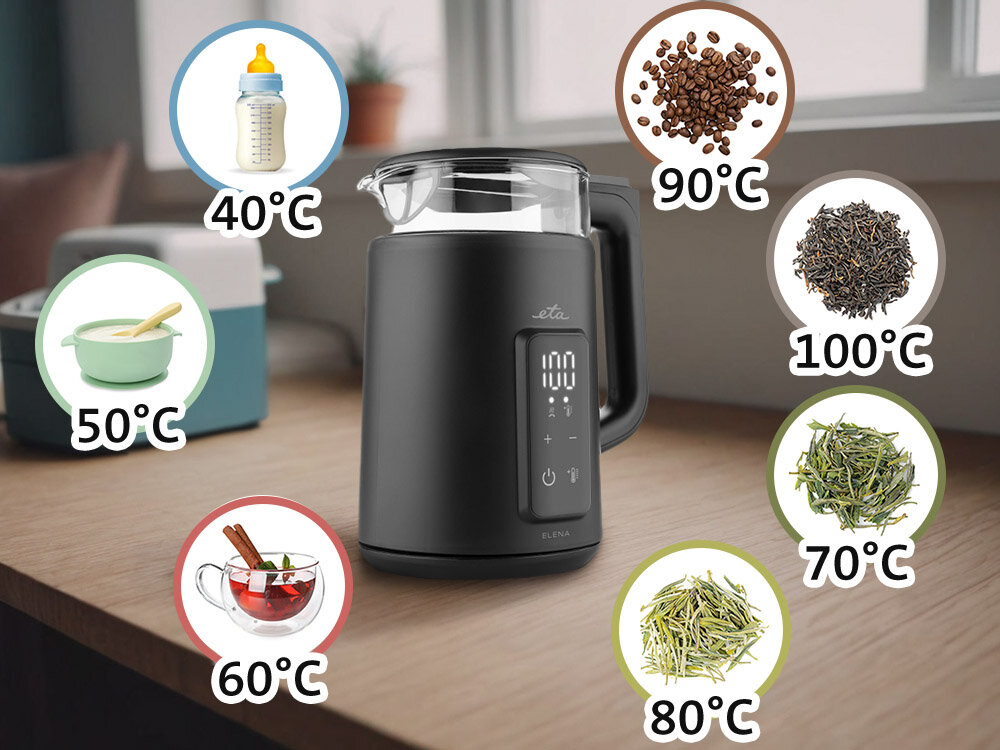 Czajnik ETA Elena 959590000 płynna regulacja temperatury, do każdego rodxaju napoju, dla miłośników