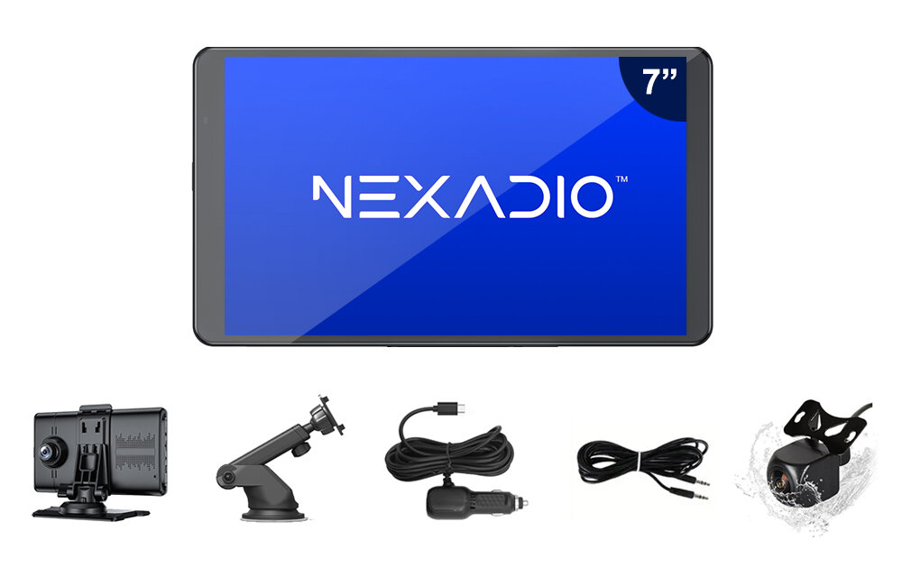 Stacja multimedialna do samochodu Nexadio CC100 Uchwyt Przyssawka Kabel Aux Zestaw