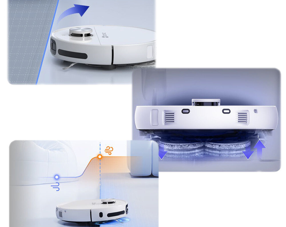 Robot sprzątający EZVIZ RS20 Pro Max Stworzony do dbania automatycznie omija dywany ochrona sam wraca do bazy i odłącza nakładki mopujące W trybie odkurzania skutecznie usuwa zabrudzenia dokładne i bezpieczne czyszczenie powierzchnia