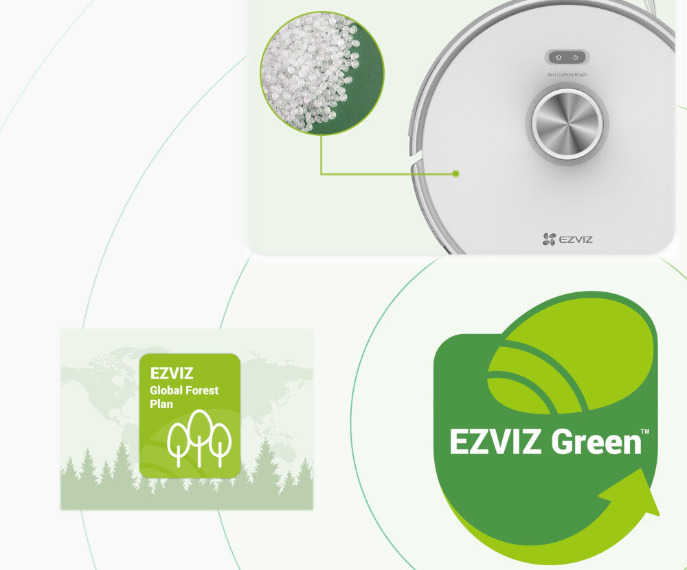 Robot sprzątający EZVIZ RE5S Plus Czysty dom i planeta kologię, minimalizując odpady i wspierając akcje sadzenia drzew wygodne sprzątanie wspierasz troskę o środowisko