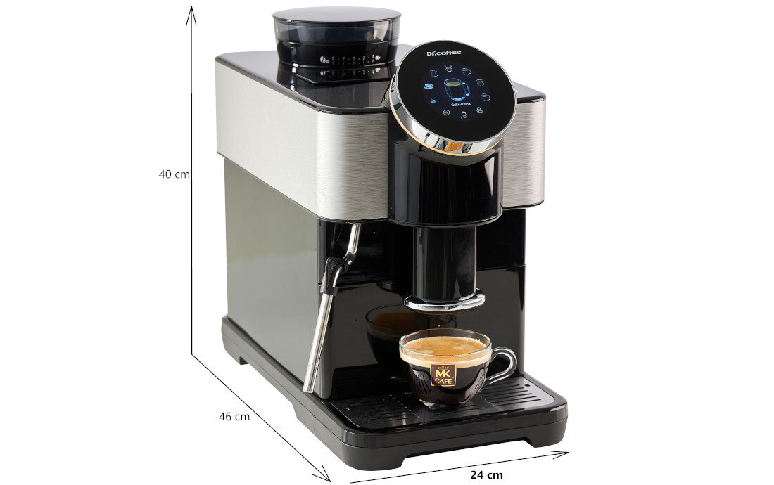 Ekspres DR.COFFEE H1 Czarny szerokość rozmiar poranki kawa