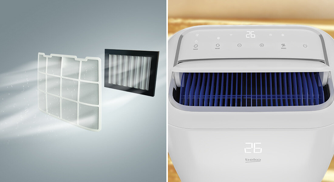 Klimatyzator BEKO BP113H funkcja grzania i osuszania pompa ciepla funkcja chlodzenia