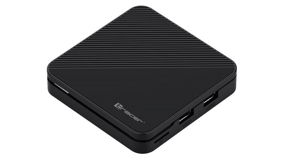 Odtwarzacz multimedialny 4K TRACER TV Box 4K HDR MP3 AAC FLAC HD JPEG PNG BMP odtwarzanie multimediów, odtwarzacz na białym tle