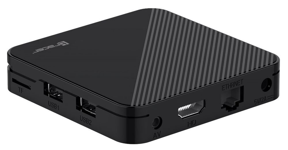 Odtwarzacz multimedialny 4K TRACER TV Box WiFi 802.11 ax Bluetooth 5.0 LAN 100M RJ-45 łączność bezprzewodowa, odtwarzacz na białym tle