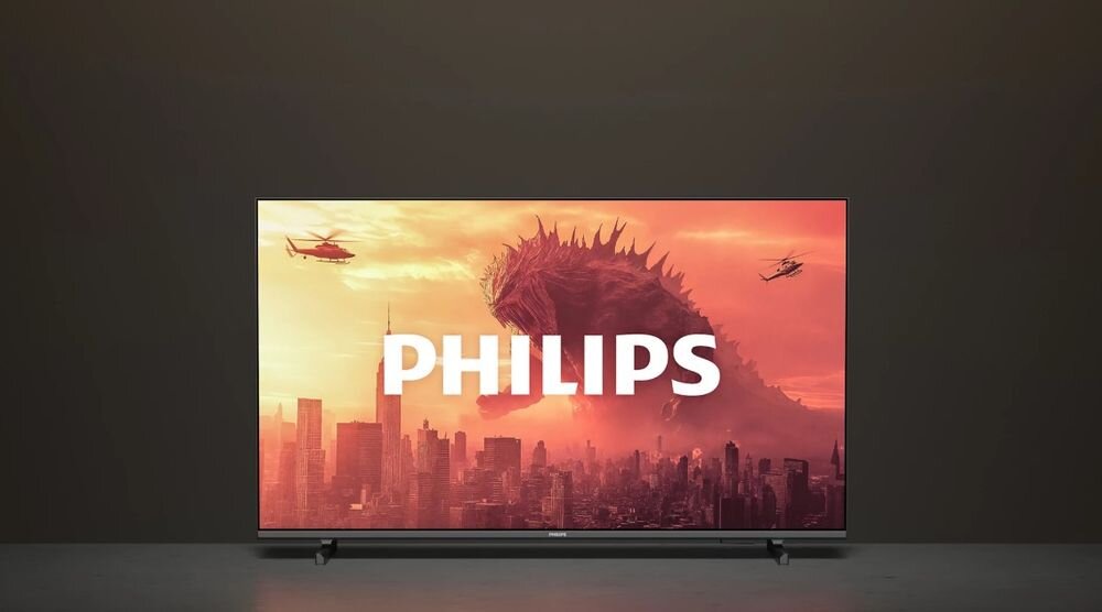 Telewizor PHILIPS 32PHS5500 kompaktowy ekran LED wysoka jakość obrazu i dźwięku HD, telewizor stojący na podłodze w pomieszczeniu