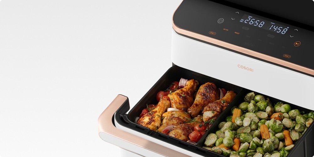 Air Fryer Frytkownica beztłuszczowa COSORI CAF-TF101S-WEUR Dual Blaze TwinFry duża pojemność, szybkie i smaczne potrawy, system dwóch grzałek