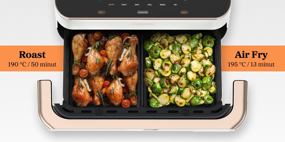 Air Fryer Frytkownica beztłuszczowa COSORI CAF-TF101S-WEUR Dual Blaze TwinFry tryb Sync i Match, dwa dania na raz, identyczne ustawienia koszy