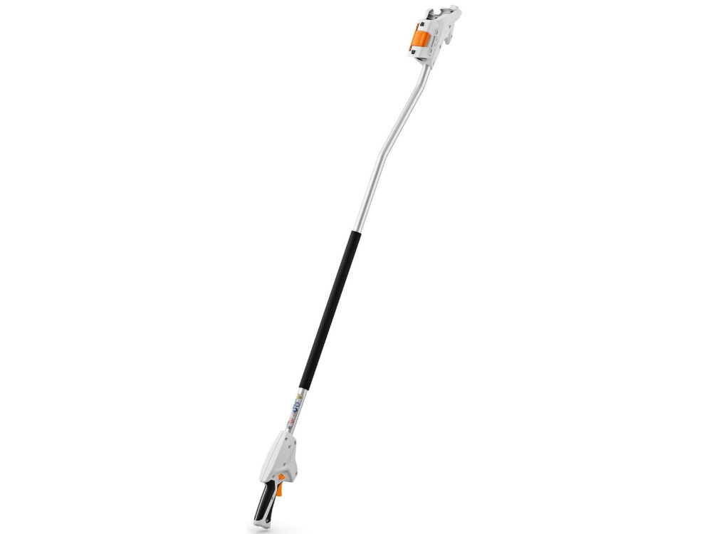 Wysięgnik STIHL GTA 26 GA018205000, waga, długość, obcinanie, konary, na białym tle wysięgnik pionowo frontem lewo skos