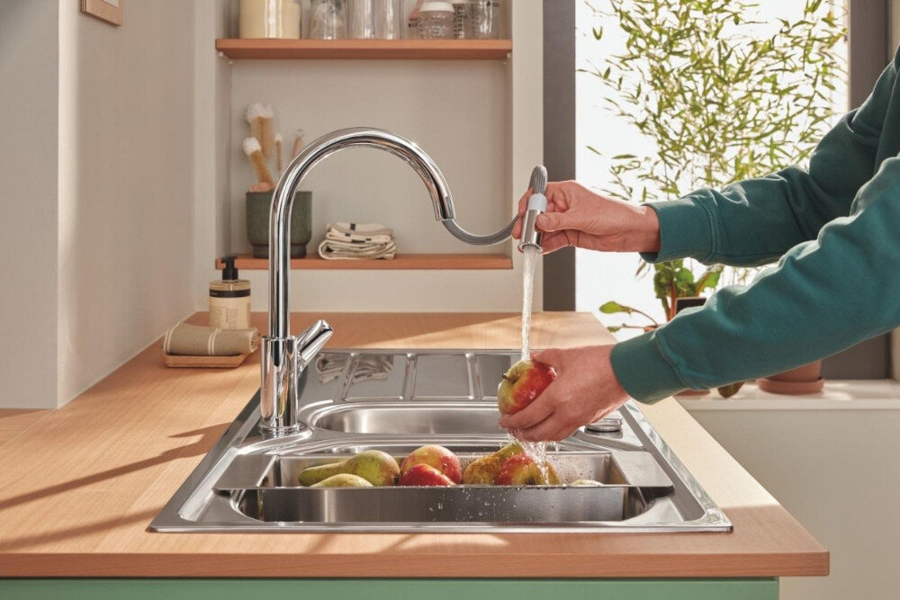 WKŁADKA OCIEKOWA GROHE grafit kuchnia zlewozmywak bateria mycie jabłek ociekacz zaczepy mocowanie na zlewozmywaku mycie warzyw opłukiwanie