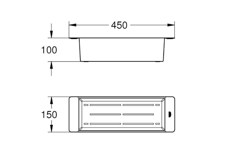 WKŁADKA OCIEKOWA GROHE grafit informacje techniczne dane Wymiary kolor Materiał grafit mycie w zmywarce odporny na korozję
