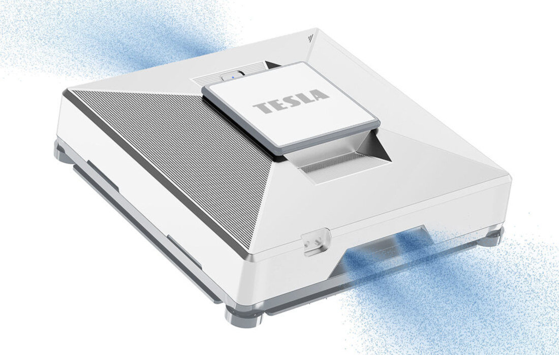 Robot do mycia okien TESLA RoboStar W800 Skuteczne rozpylanie wody cztery ultradźwiękowe dysze automatycznie lub ręcznie rozpylają wodę