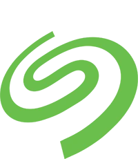 Zielone logo w kształcie stylizowanej litery \'S\'.