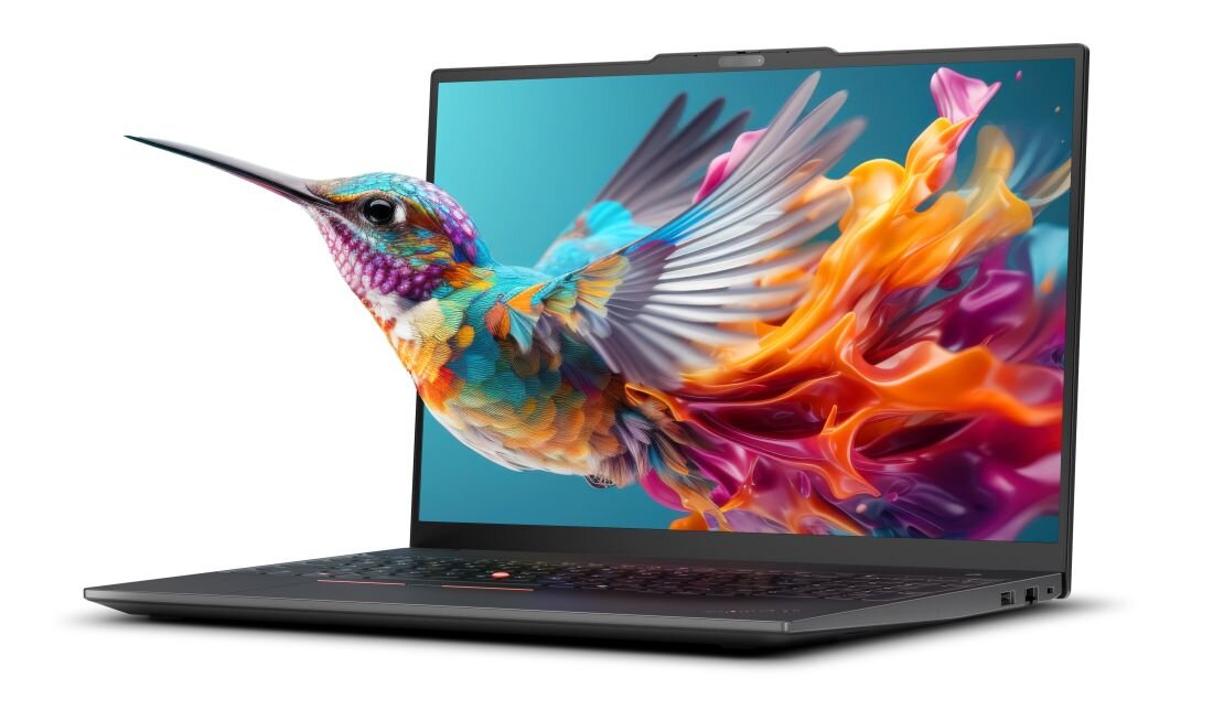 Laptop Lenovo ThinkPad z grafiką AMD Radeon 740M prezentuje kolorową grafikę podczas pracy kreatywnej i multimediów - AMD Radeon 740M — grafika zintegrowana