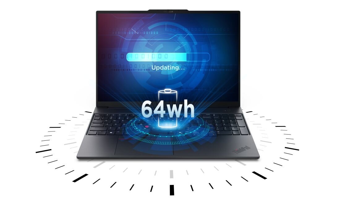 Laptop Lenovo ThinkPad z baterią 64 Wh wyświetla grafikę ładowania podczas mobilnej pracy i codziennego użytkowania biznesowego - Bateria 64 Wh i zasilacz 65 W