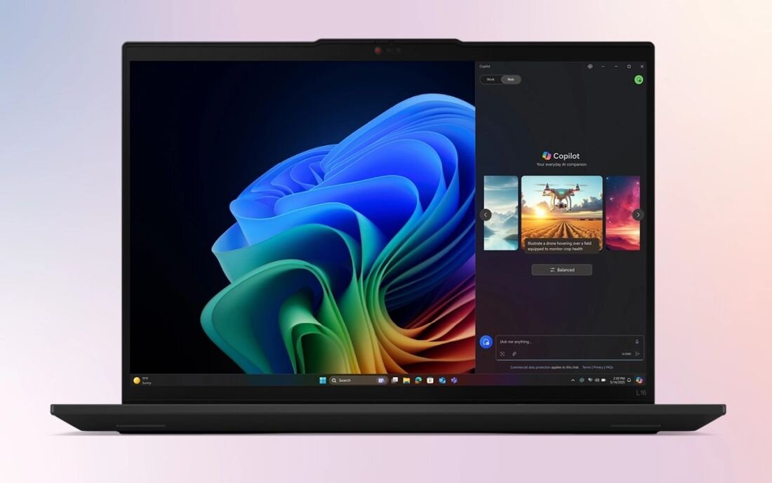 Laptop Lenovo ThinkPad wyświetla Windows 11, a procesor nowej generacji wspiera wydajną pracę biurową. - laptop biznesowy ThinkPad 