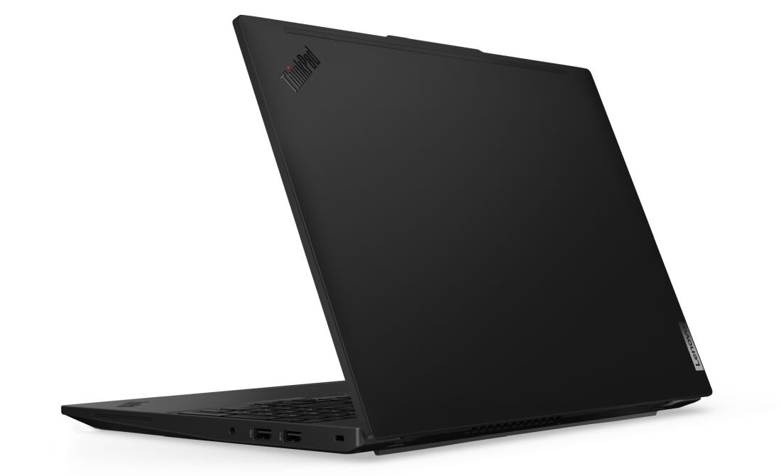 Laptop Lenovo ThinkPad z szybkim dyskiem SSD pokazany z tyłu na biurku jako niezawodne narzędzie pracy biurowej. - Dysk SSD M.2 PCIe Gen 4 NVMe