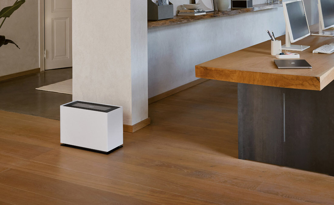 Nawilżacz ewaporacyjny STADLER FORM Noah Pro Biały Precyzyjne sterowanie cyfrowy higrostat poziom wilgotności funkcja trybu automatycznego wyłącza się