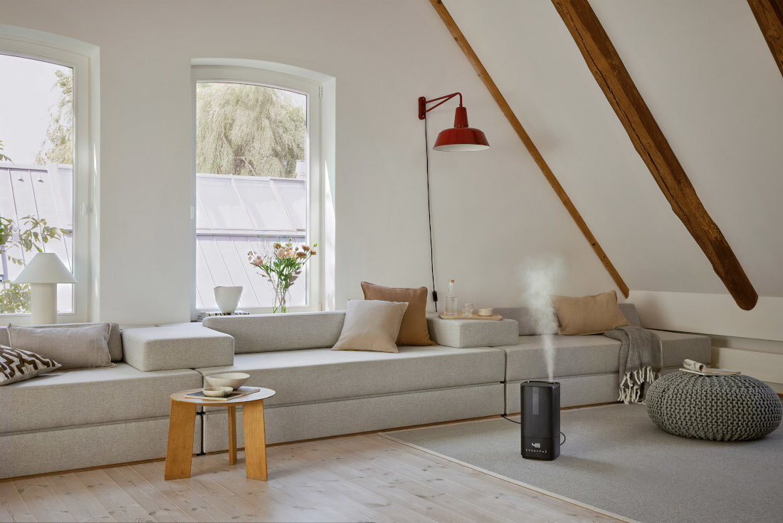 Nawilżacz ultradźwiękowy STADLER FORM Oliwier Czarny Skuteczne nawilżenie powierzchnia Stały komfort oddychania