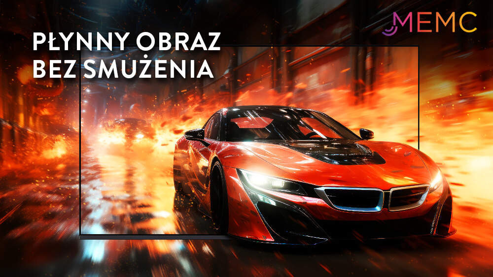 JVC LT-50VD7500 Technologia MEMC Sportowe transmisje, gry czy filmy akcji - płynność obrazu, samochód na ekranie