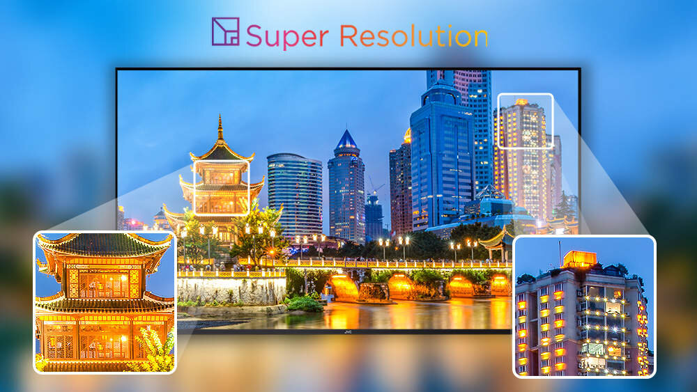 JVC LT-50VD7500 skalowania UHD jakości 4K Algorytmy - przedstawienie wysokiej rozdzielczości