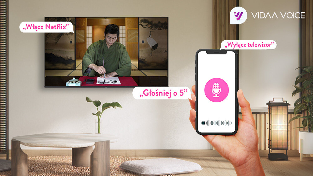 JVC LT-50VD7500 aplikacji VIDAA na smartfonie - telefon z asystentem głosowym