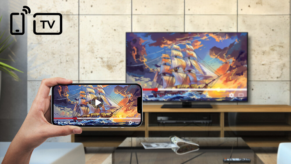 JVC LT-50VD7500 screen mirroring telefonu, tabletu czy laptopa zdjęcia, filmy lub prezentacje - udostępnianie ekranu z telefonu