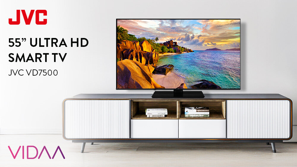 JVC LT-55VD7500- telewizor na szafce