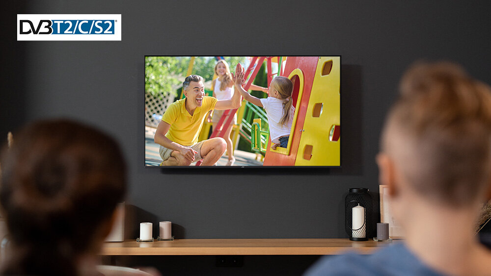 JVC LT-55VD7500 Wbudowany tuner naziemną, kablową i satelitarną standardem HEVC (H.265) - telewizja naziemna, kablowa i satelitarna