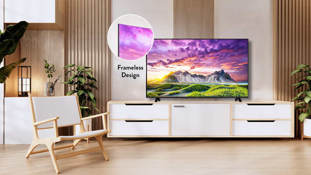 JVC LT-50VDQ7500  bezramkowym ekranem centralna podstawa - cienkie ramki