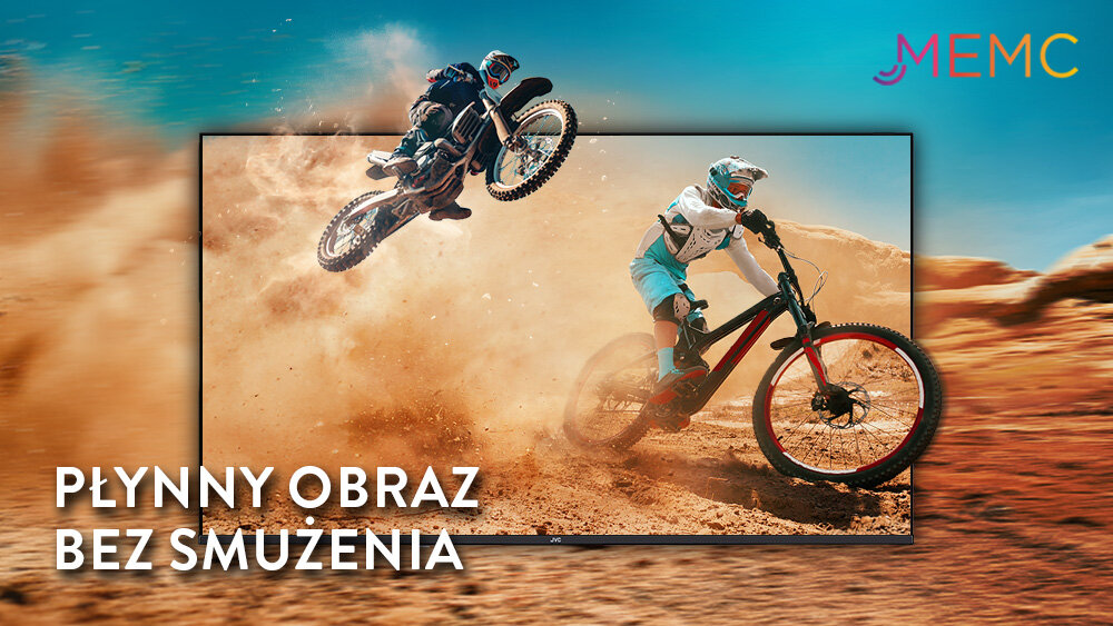 JVC LT-50VDQ7500  Technologia MEMC Sportowe transmisje, gry czy filmy akcji - płynność obrazu, motocykl na ekranie