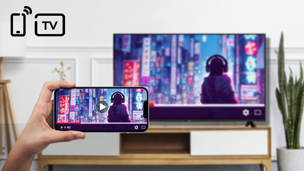 JVC LT-50VDQ7500  screen mirroring telefonu, tabletu czy laptopa zdjęcia, filmy lub prezentacje - udostępnianie ekranu z telefonu