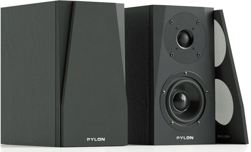 Kolumna głośnikowa PYLON AUDIO Sapphire sat z przetwornikiem Seas i zrównoważonym dźwiękiem, kolumny głośnikowe po skosie na białym tle