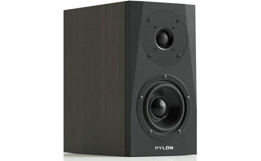 Kolumna głośnikowa PYLON AUDIO Sapphire sat pasywna konstrukcja audio, kolumna głośnikowa po skosie na białym tle