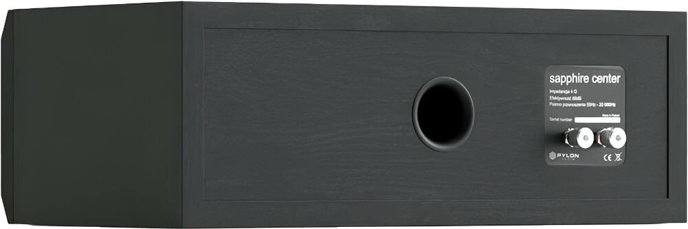 Głośnik centralny PYLON AUDIO Sapphire Center obudowa MDF i ścięta ścianka, głośnik centroalny po skosie na białym tle