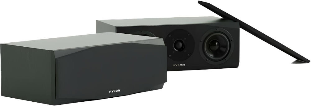 Głośnik centralny PYLON AUDIO Sapphire Center pasmo 50–20000 Hz i skuteczność 88 dB, głośniki centroalne po skosie na białym tle