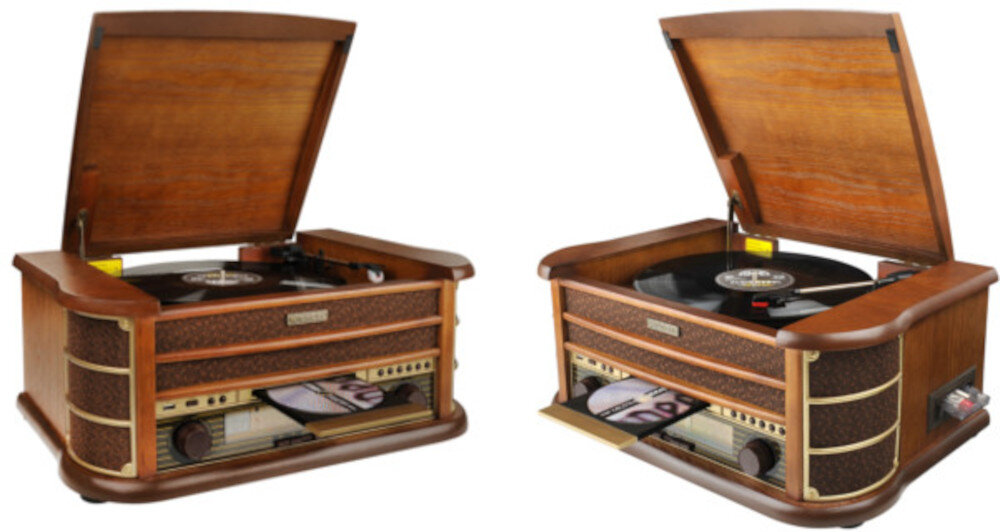 Gramofon HYUNDAI RTC-513RIP Brazowy obsluga nowoczesnych formatow mp3