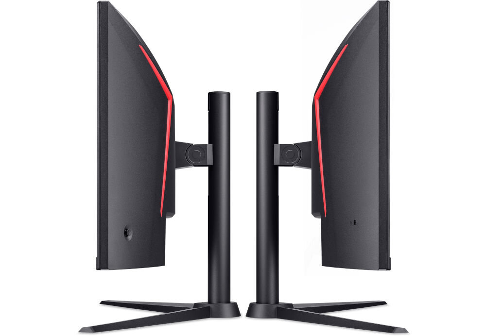 ACER Nitro XZ340CURX0bmiiphx 34 cali 3440x1440px 200Hz 1 ms [VRB] Curved monitor przedstawiony od boków na białym tle DisplayPort 1.4 2 x HDMI 2.0 gniazdo zasilania wyjście audio płynne przełączanie