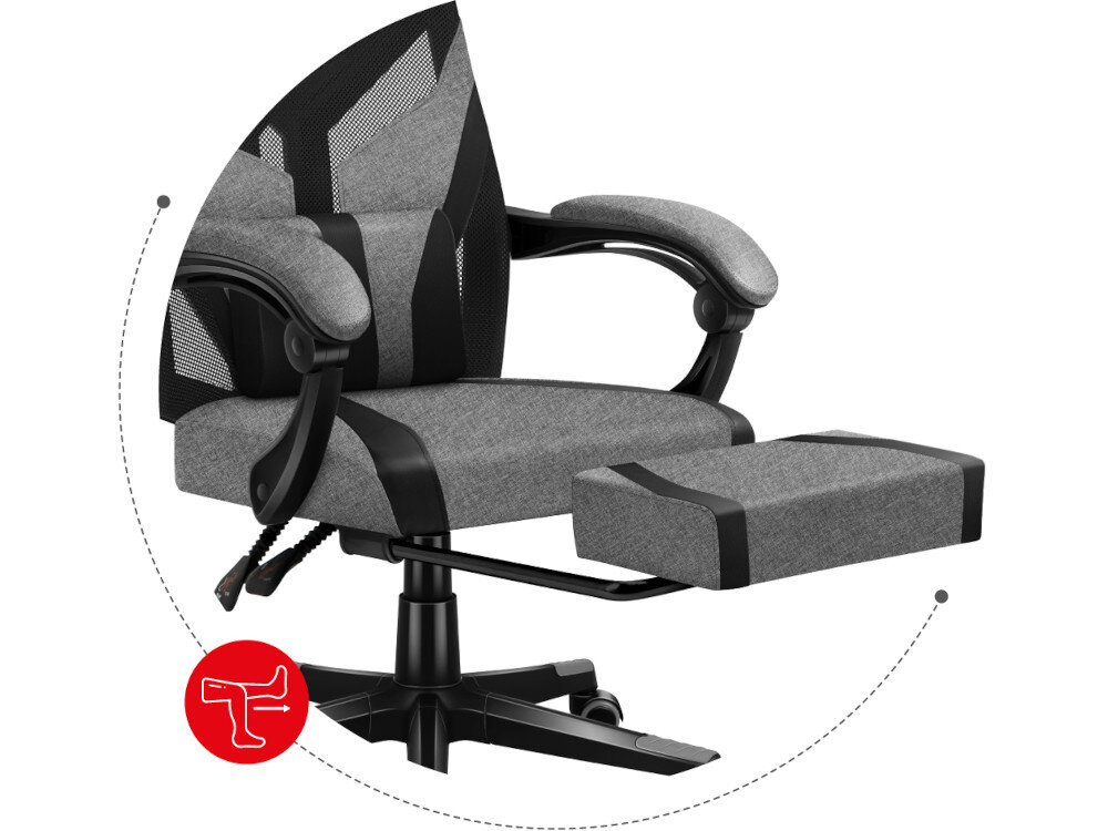 Fotel HUZARO Combat 5.0 Szary podnóżek wysuwanie ergonomia