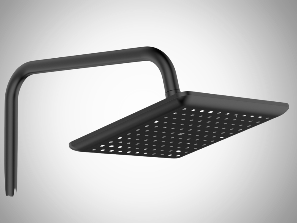 DESZCZOWNIA Z BATERIĄ INVENA deszczownica kolor czarny szeroki równomierny strumień ruchoma głowica system Anti-Calc bez osadzania kamienia