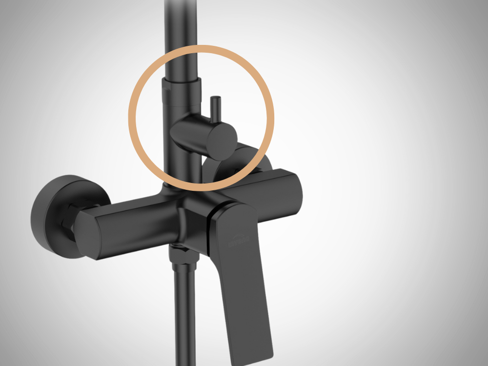 DESZCZOWNIA Z BATERIĄ INVENA zbliżenie przełącznik funkcji zaznaczenie przełącznik deszczownia Natrysk ręczny wygoda funkcjonalność