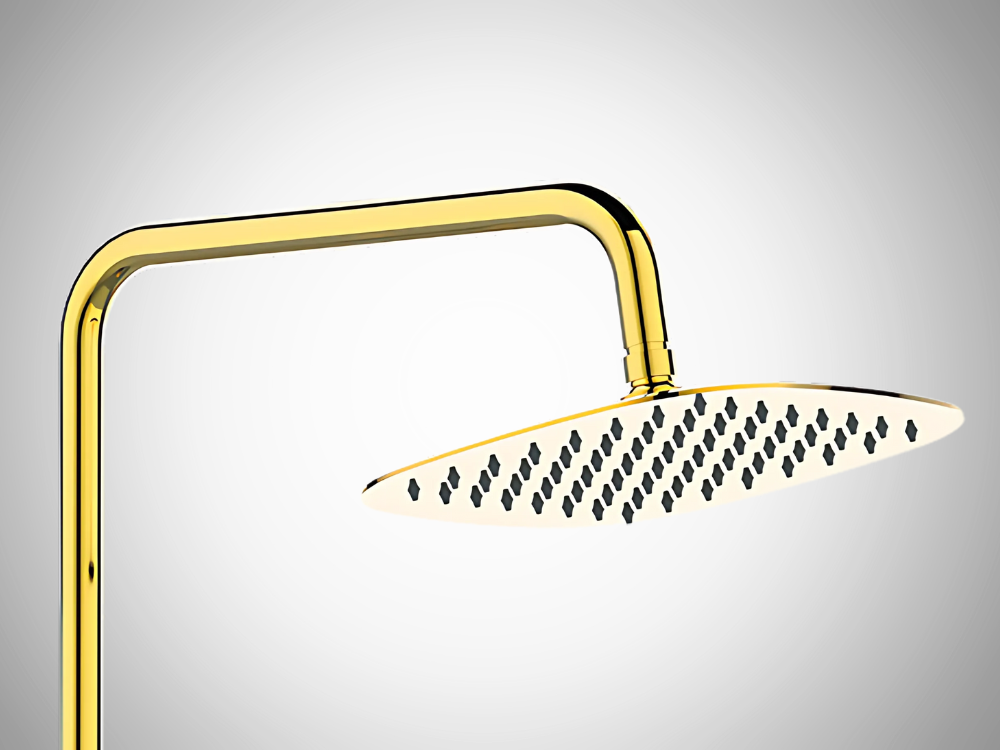 DESZCZOWNIA Z BATERIĄ INVENA GLAMOUR AU-05-B09-V ZŁOTY natrysk deszczownica Ruchomy natrysk górny miękki równy strumień system Anti-Calc ochrona