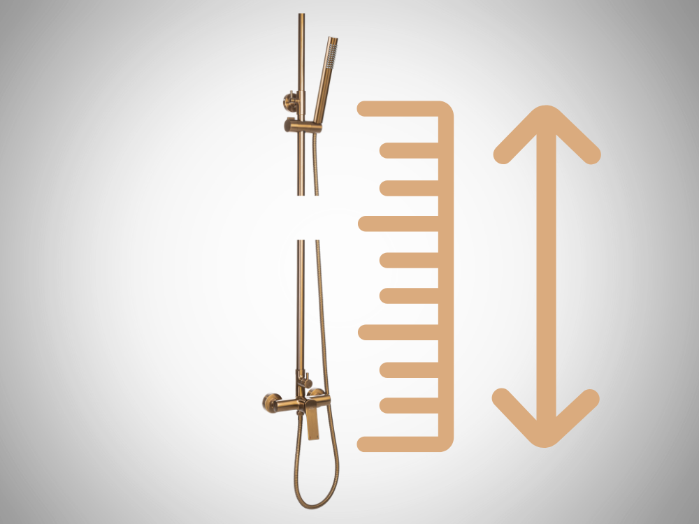 DESZCZOWNIA Z BATERIĄ INVENA NERI PLUS AU-P9-B14-L MIEDŹ ikona strzałka regulacja wysokość miedziane wykończenie elegancja