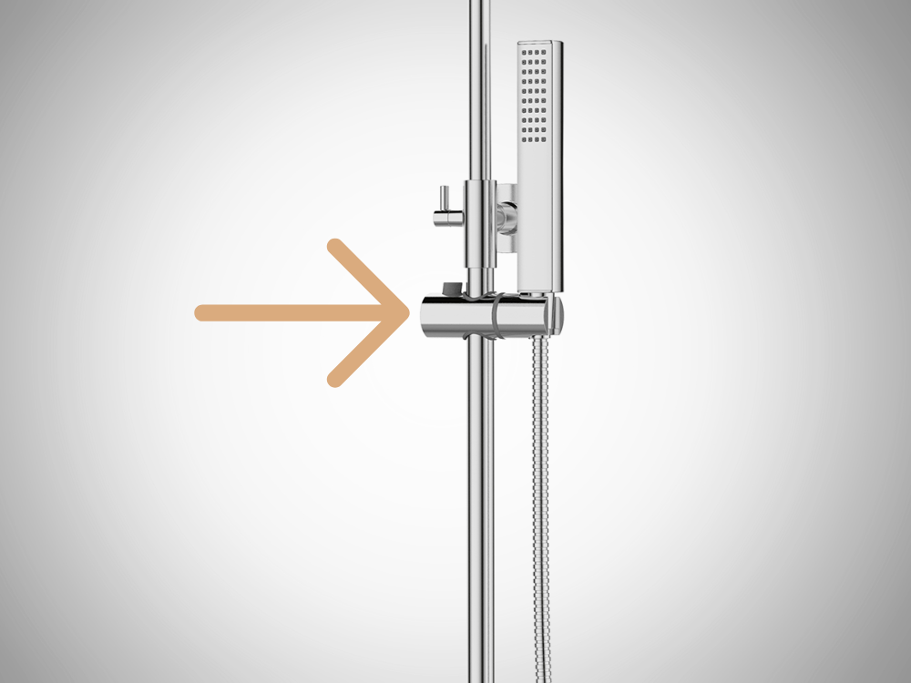 DESZCZOWNIA Z BATERIĄ INVENA GLAMOUR AU-05-B01-V chrom ikona strzałka zbliżenie słuchawka uchwyt suwakowy regulowany zmiana wysokości komfort