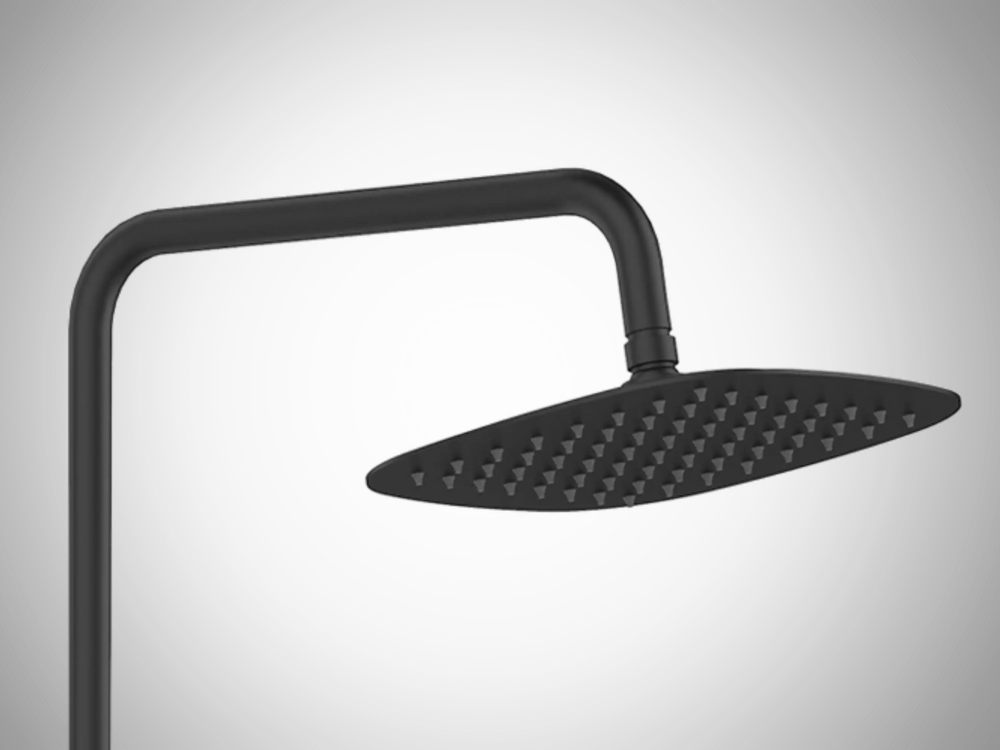 DESZCZOWNIA Z BATERIĄ INVENA GLAMOUR AU-05-B04-V CZARNY natrysk deszczownica Ruchomy natrysk górny miękki równy strumień system Anti-Calc ochrona