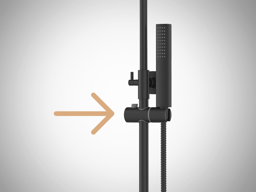 DESZCZOWNIA Z BATERIĄ INVENA GLAMOUR AU-05-B04-V CZARNY ikona strzałka zbliżenie słuchawka uchwyt suwakowy regulowany zmiana wysokości komfort